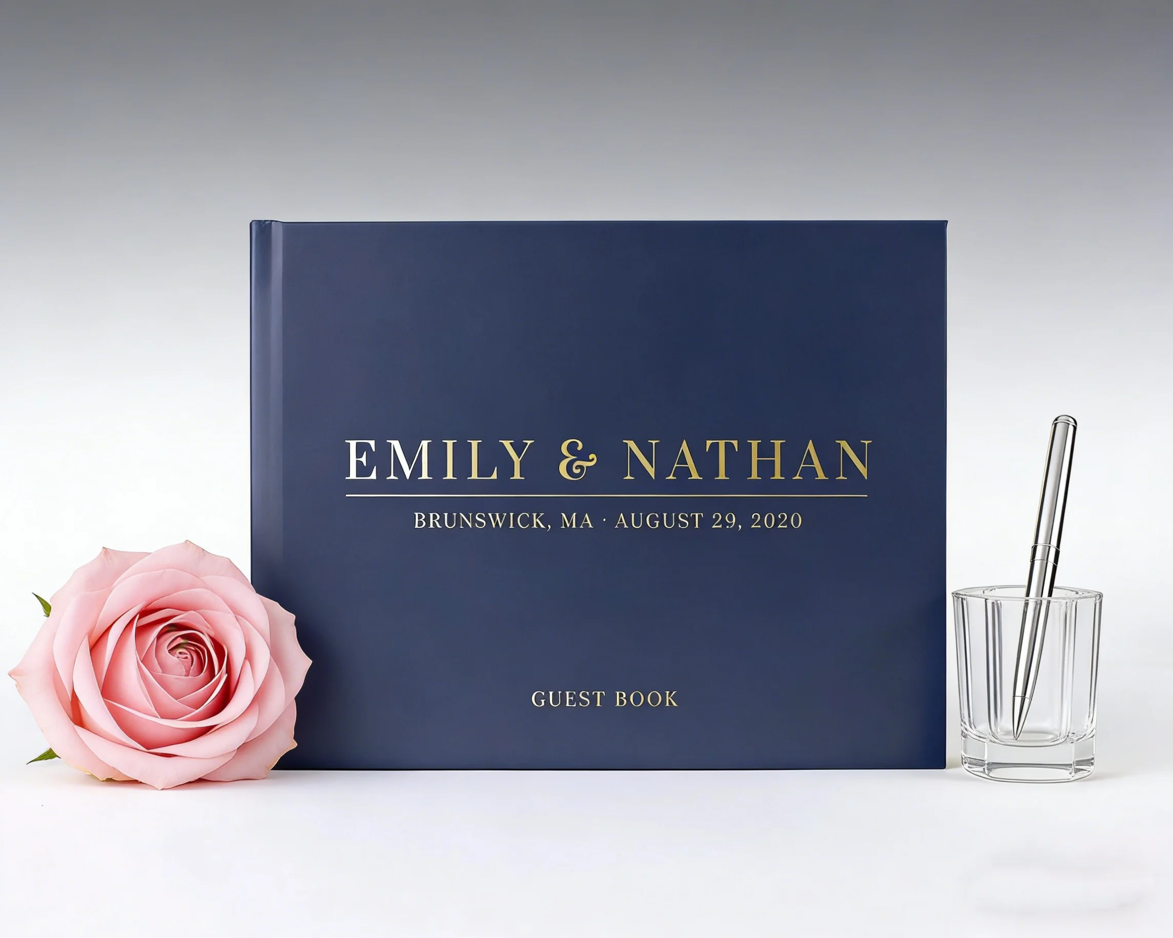 

Свадебная книга для гостей в темно-синем цвете с золотым тиснением | Персонализированная свадебная гостевая книга в деревенском стиле | Элегантная книга для подписей на свадьбу