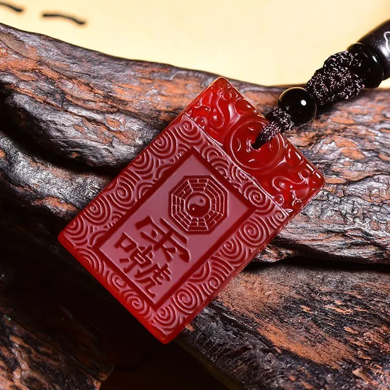 Taoist Jewelry Red Agate Nine Days Ying Yuan Thunder Puhua Tianzun Amulet Pendant Cross Tianjing Protection Charms Luxury Gifts