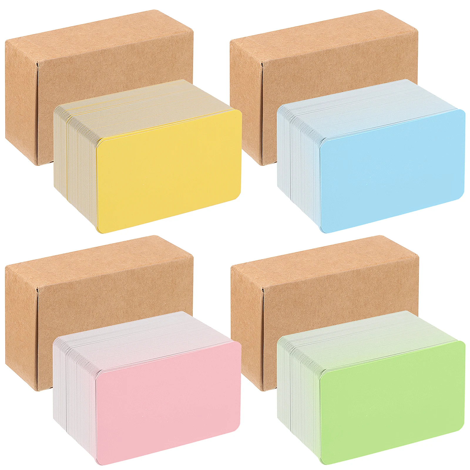 

4 Boxes Colored Kraft Paper Cards Blank Note Index Multicolor Message Flashcards for Writing Studying Thick Material Double