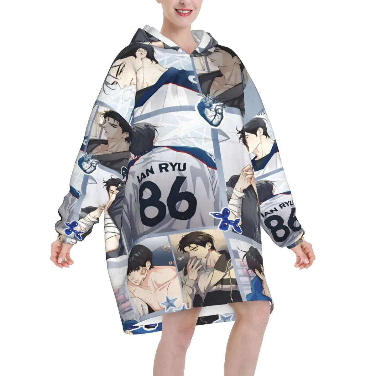 Melting Point BL Wearable Blanket Hoodie for Women Men Oversized Sweatshirt Blanket with Pocket