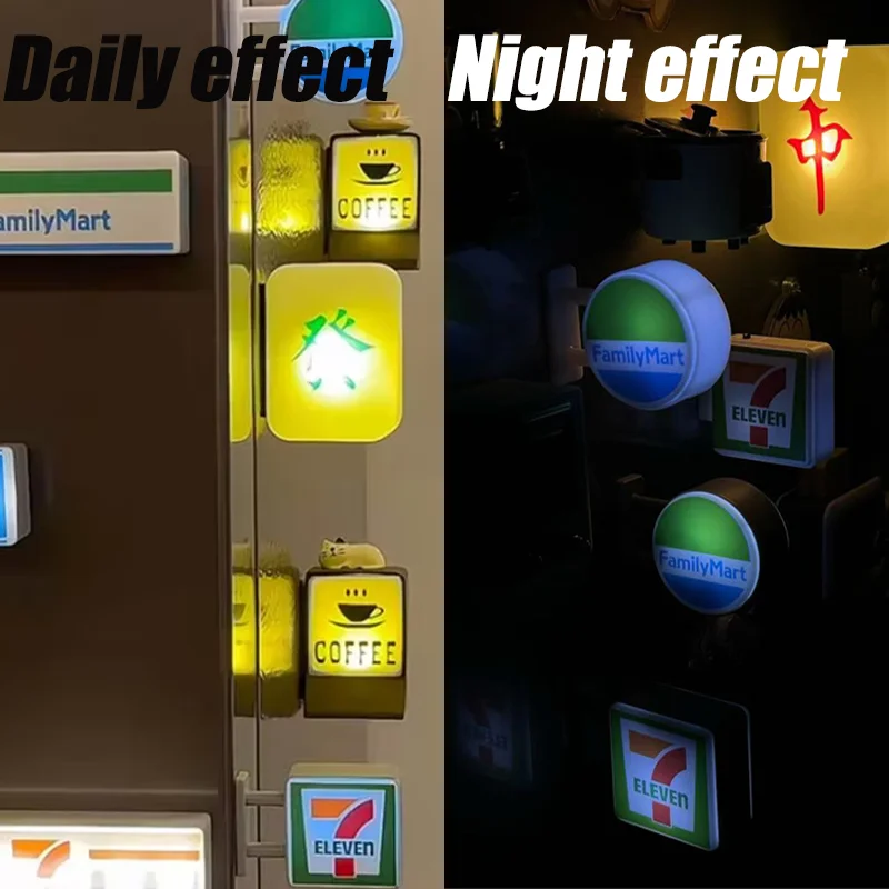 متجر الراحة الإبداعية ملصقات الثلاجة المغناطيسي الرجعية مقهى شعار عرض المجلس 711 صندوق مضيء ديكور المنزل الحلي #6