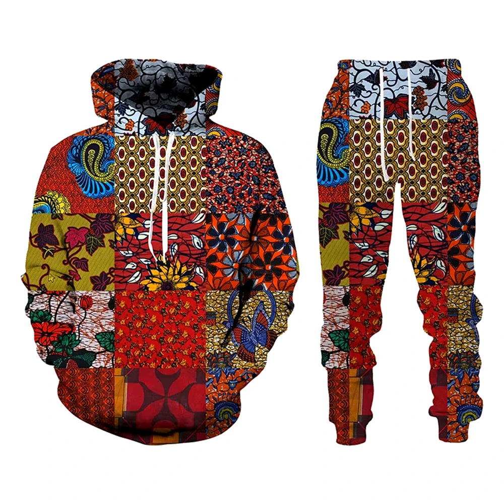 Folk custom 3d Print Hoodies Trousers Suits Men Women Tracksuit 2pc Sets Long Sleeve Ethnic Style African Dashiki Mens Clothes