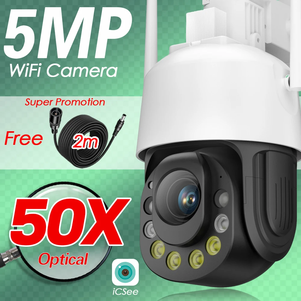 

ICSEE Optical 50X WIFI Surveillance Camera 5MP CCTV Smart Home Outdoor Wireless Security IP Camera PTZ Motion Detecition ONVIF