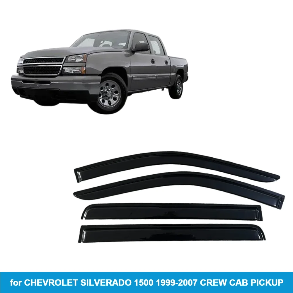 

Window Visor for CHEVROLET SILVERADO 1500/2500/3500 1999-2007 CREW CAB PICKUP Rain Guard Side Vent Deflector Outside-Mount