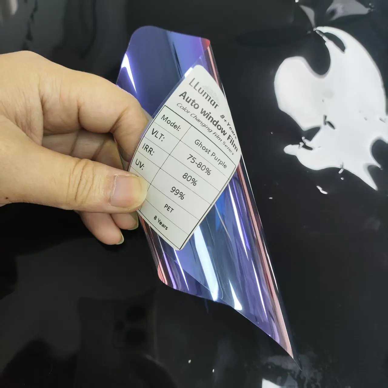 Premium LLumar Colorful Window Tint Film Chameleon Ghost Purple VLT 75-80% Nano Ceramic 99% UV 99% IRR Rejection Fade Proof