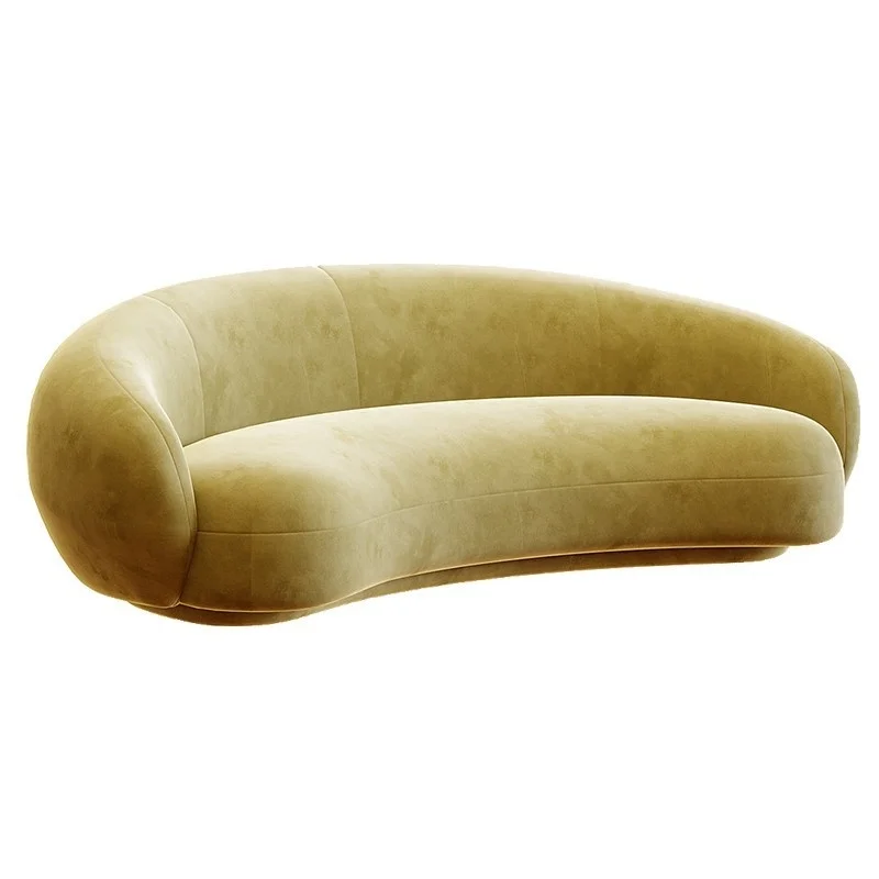 

Nordic Entry Luxury Lamb Fleece Curved Sofa Set Simple Designer Extendable Hotel & Beauty Salon Reception Area Living Room Sofa