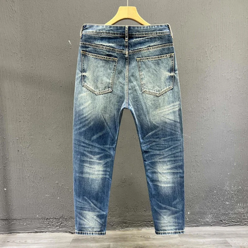 2026 New Spring and Fall Edgy Style Men's Streetwear Denim Pants, American Vintage Style, Ripped and Hole-Detailed, Straight