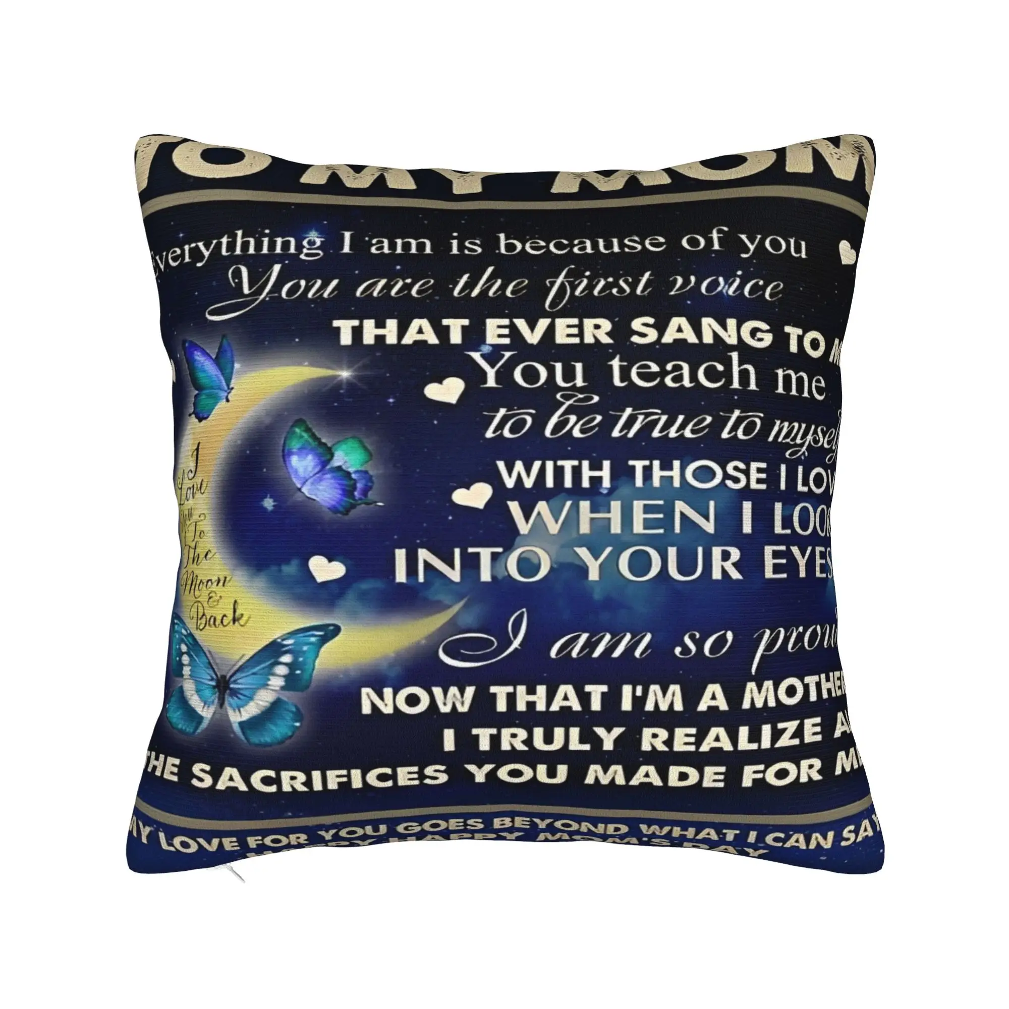 Mother's Day  Pillowcase Cushion Cover Decorative Letter From Daughter Throw Pillow Case Cover Living Room Square 45X45cm
