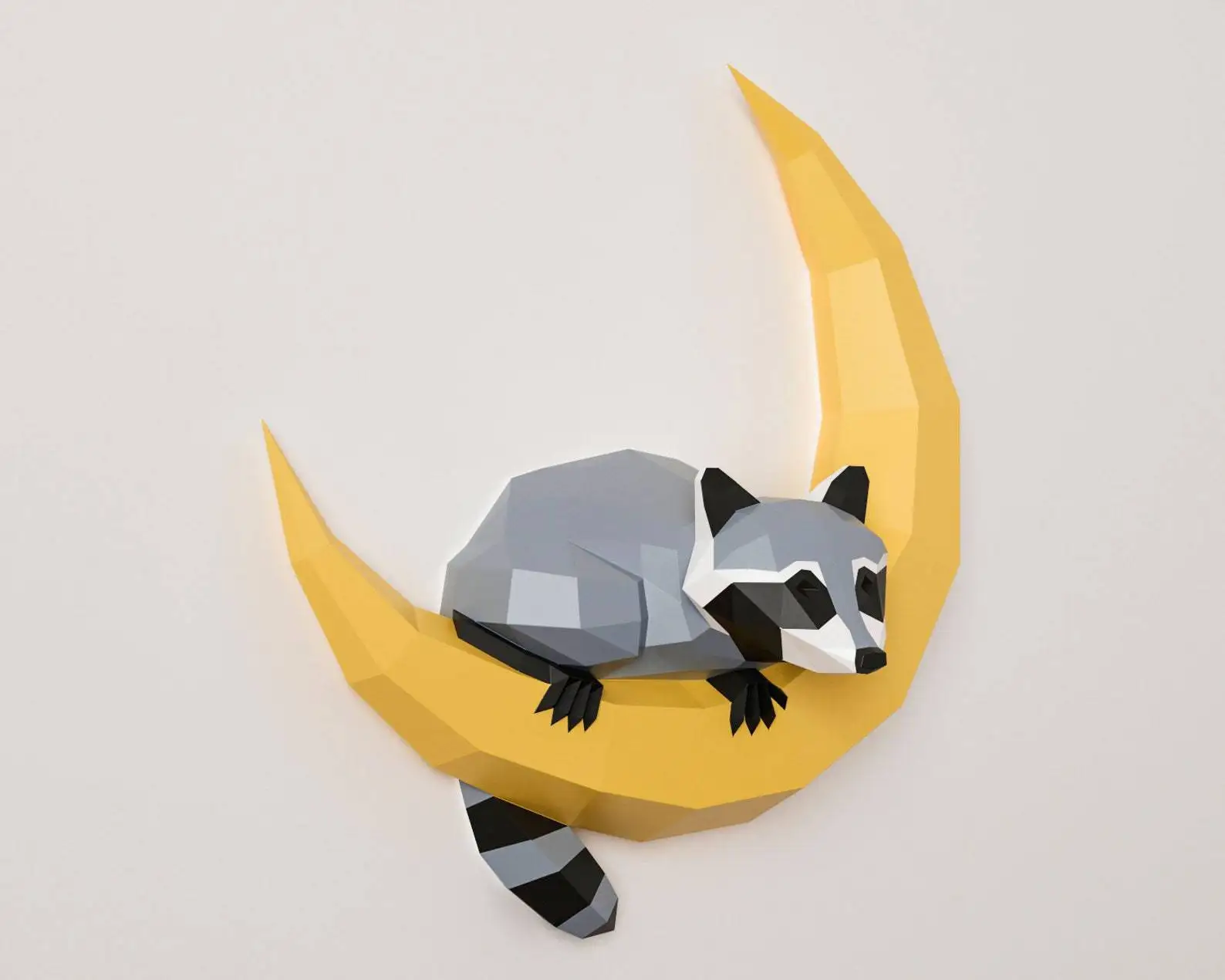 

62cm high raccoon on the moon 3D Animal Sculpture raccoon Papercraft bedroom Living Room handmade DIY Geometric origami model