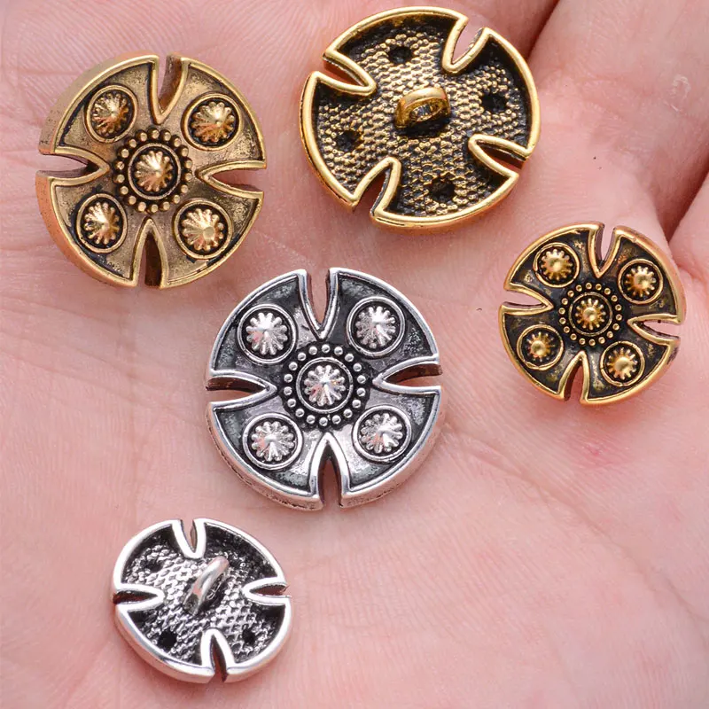 10/15/20pcs 15/20mm Gold or Silver Color Plated Vintage Cross Design Clothing Sewing Buttons DIY Needlework Craft Accessories