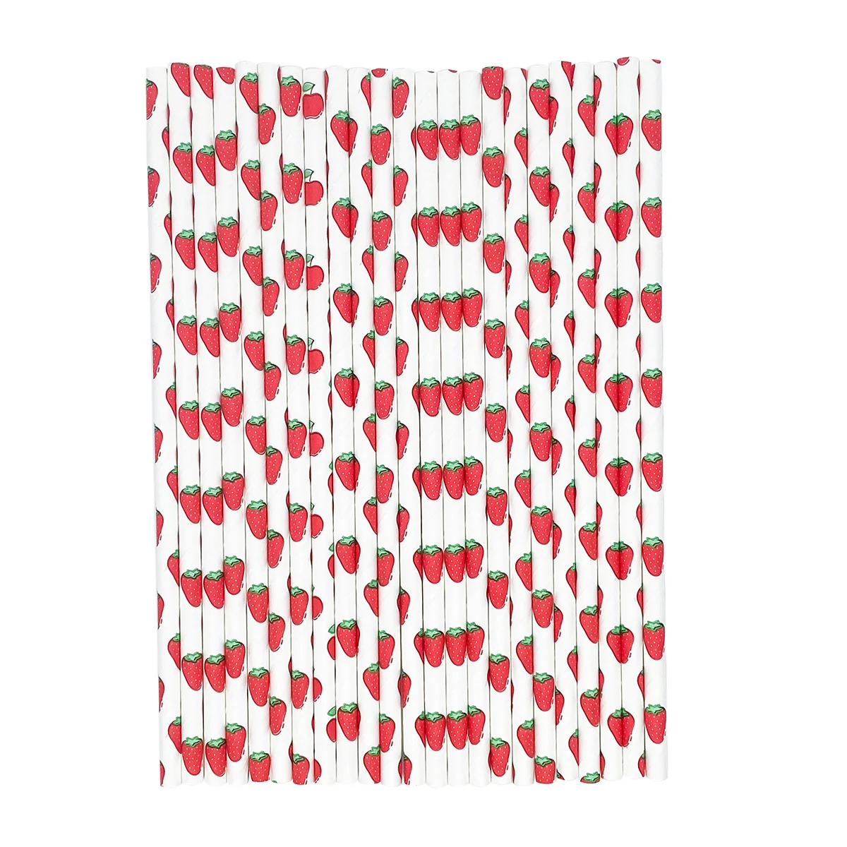 Disposable Paper Straws 100pcs Strawberry Durable Eco friendly - Non-soggy for Drinking  Coffee Restaurant Shop Creative Party