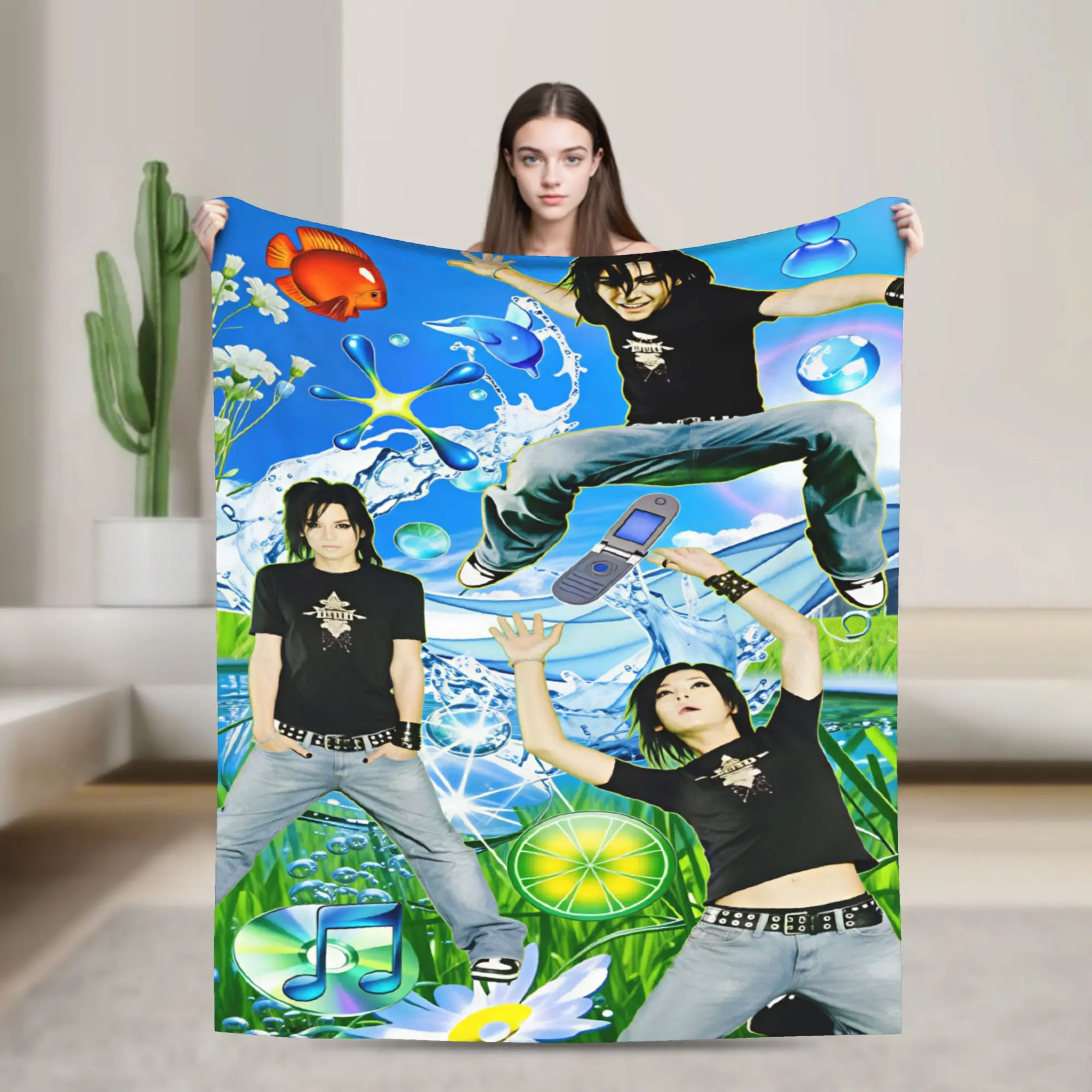 Tokio Hotel Bill Tom Kaulitz  Throw Blanket  Flannel Bedspread For Couch Bed Novelty Sofa Bed Cover