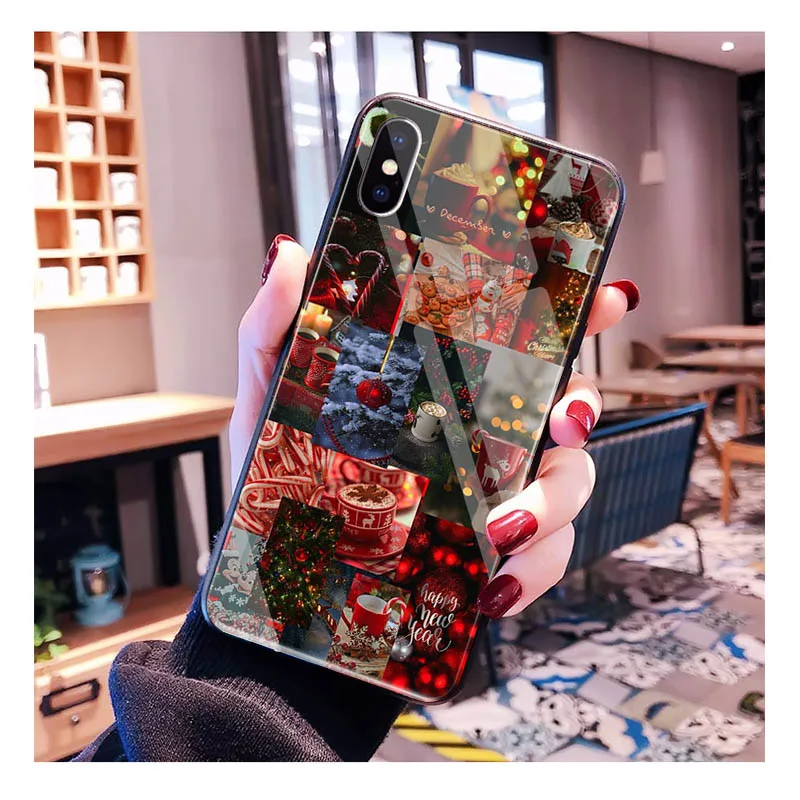 

Winter Christmas Glass phone case For Samsung S25 S24 S23 S22 Ultra S24 Plus A55 A16 A54 A15 A56 A36 A34