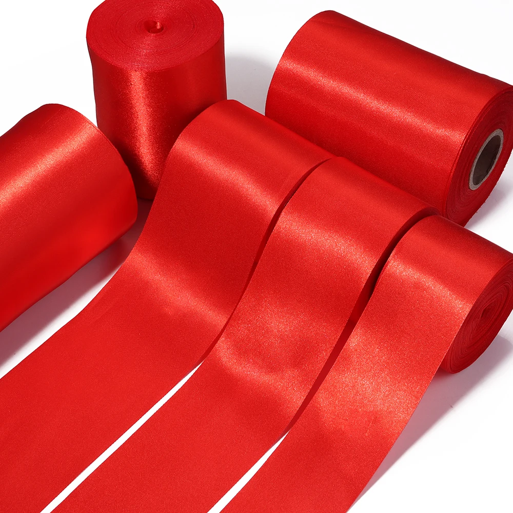 20 Yards 4/5/6/8/10/15cm Beige/Rot/Weinrot Satinband Geschenkverpackung Schleife Handgemachtes DIY-Handwerk Weihnachten Hochzeit Geburtstagsfeier Dekoration – Detail 3