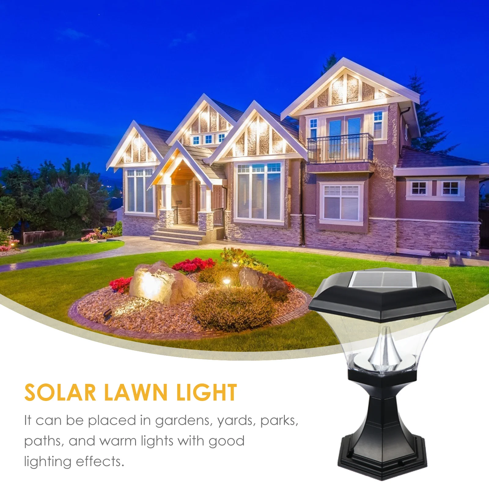 

1pc Solar Lawn Post Lamp For Garden Yard Fence, Yard Pillar Intelligent Control Solar Pillar Light Light