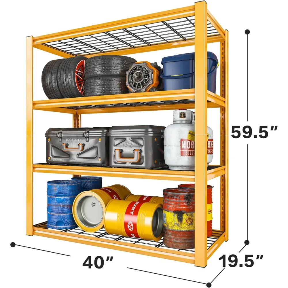 Heavy Duty 4 Tier Metal Storage Shelves for Garage - 2240 LBS Capacity, Adjustable Shelving System