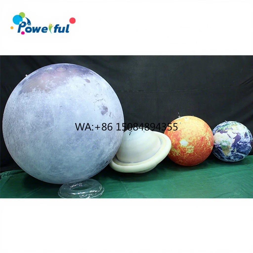 Giant Inflatable Moon Ball LED Lights PVC Airtight Planet Balloon Customized Color Logo Event Party Show Stage Decoration
