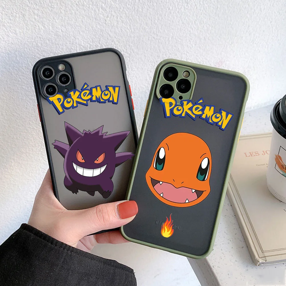 Новый тренд, защитный чехол для телефона P-Pikachu с камерой P-Pokemon для iPhone 15 14 11 12 13 Pro XR XS Max 7 8 SE, полупрозрачный чехол