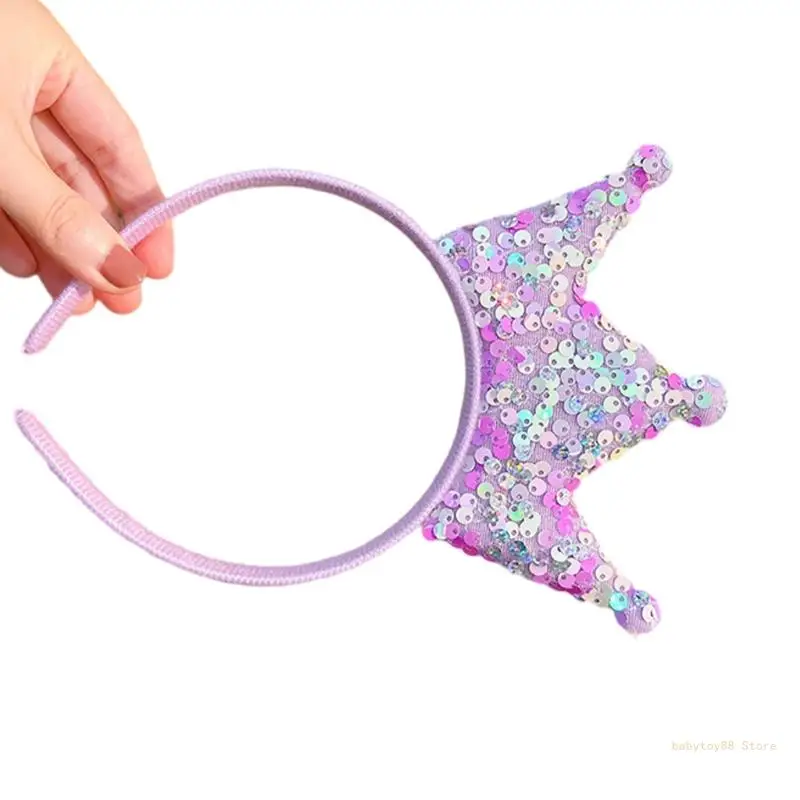 Y4UD Birthday Party Headband Kids Glittering Hairband Girl Stage Photo Hairhoop