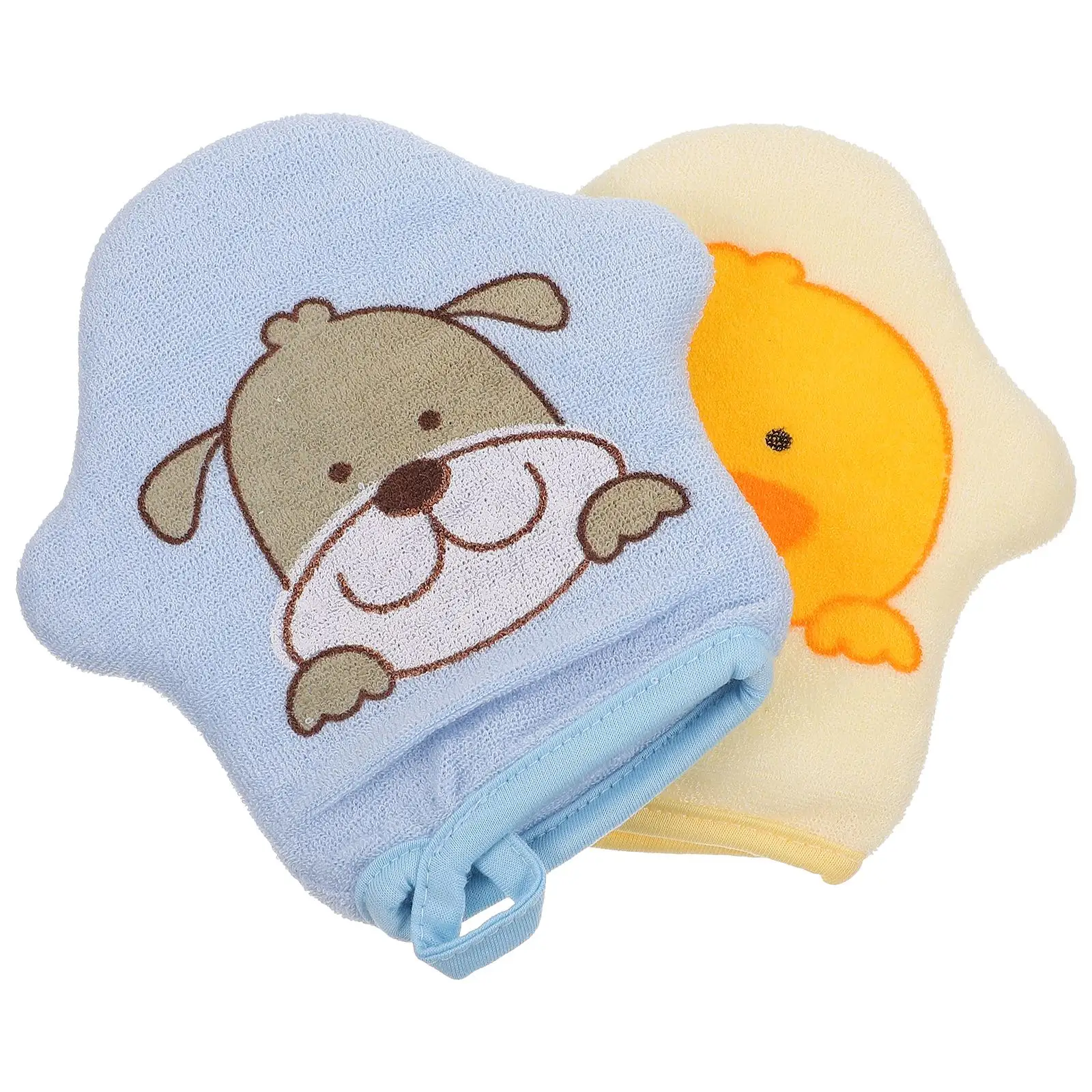 

2Pcs Baby Bath Sponge Absorbent Cotton Washcloths Kids Mitts Newborn Child Bath Scrubbing Gloves Portable Cartoon Star Shape