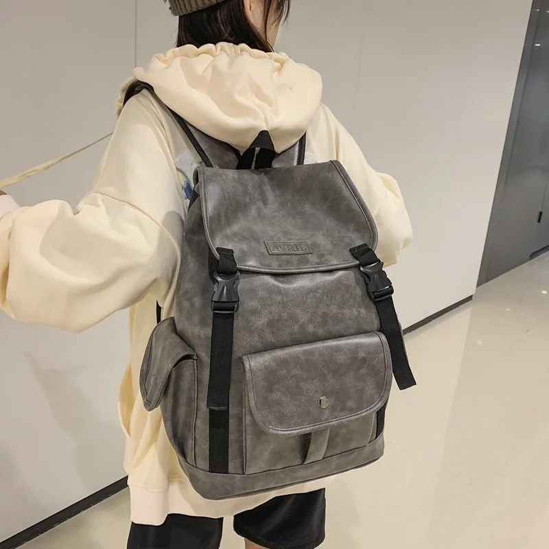 

Casual Women Backpack PU Leather Backpacks Large Capacity School Bag for Teenage Girl Mochilas Travel Rucksack men laptop bag