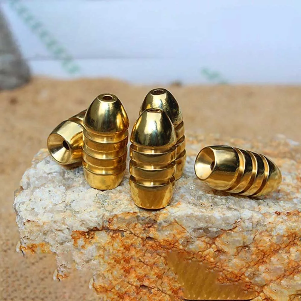 MNFT 25pcs/pack 1.8/3.5/5/7/10g Weight Bullet Shape Copper Sinker Rig Fishing Tackle Accessories BRASS BULLET SINKERS