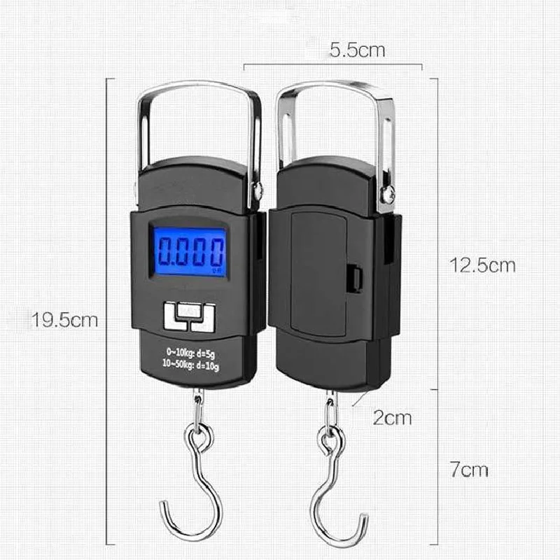 Portable electronic scale with fishing hook, compact and small, suitable for home use, kitchen tool