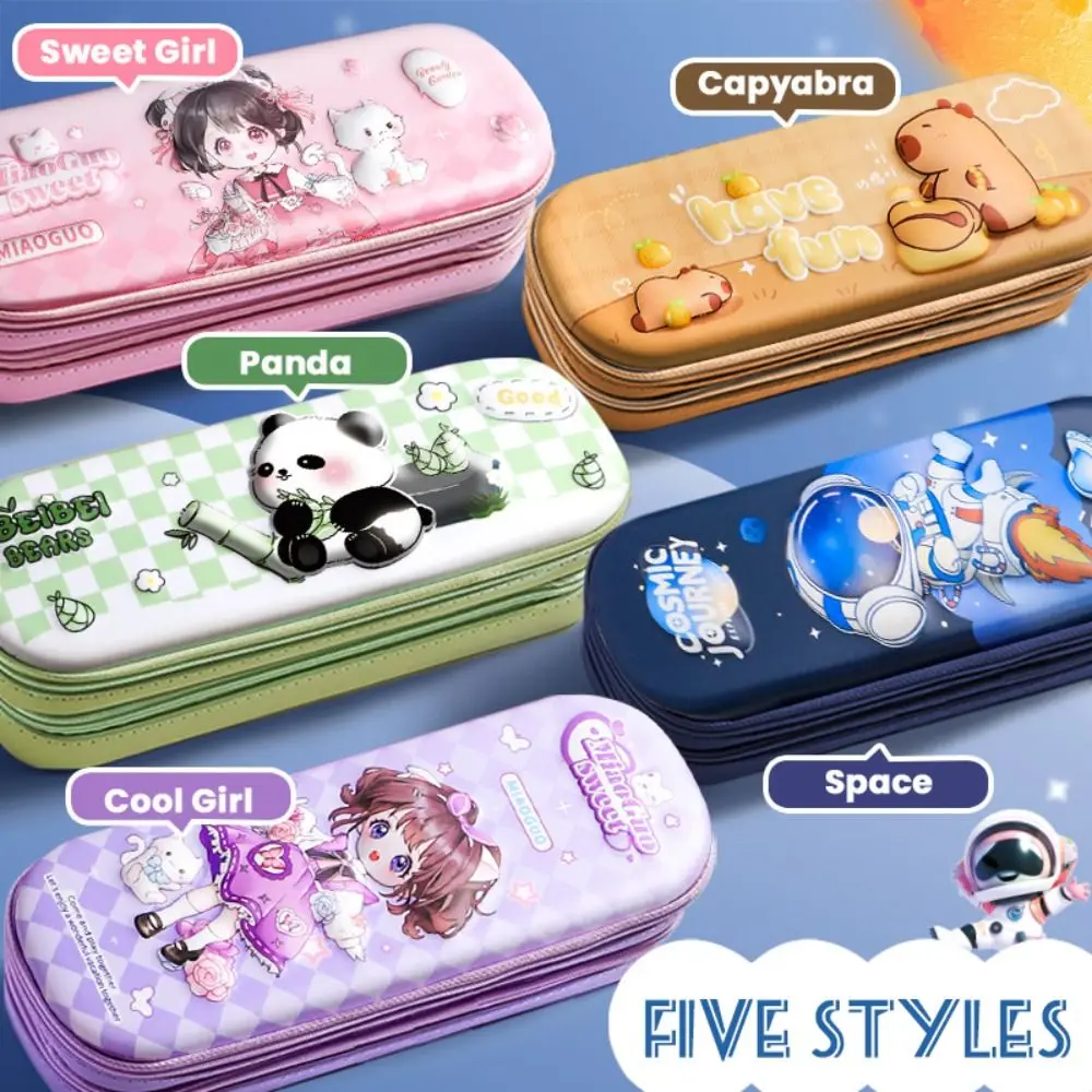 High Quality 3D Pencil Case Double Layer Capyabra Pen Box Waterproof Large Capacity Stationery Organizer Gift