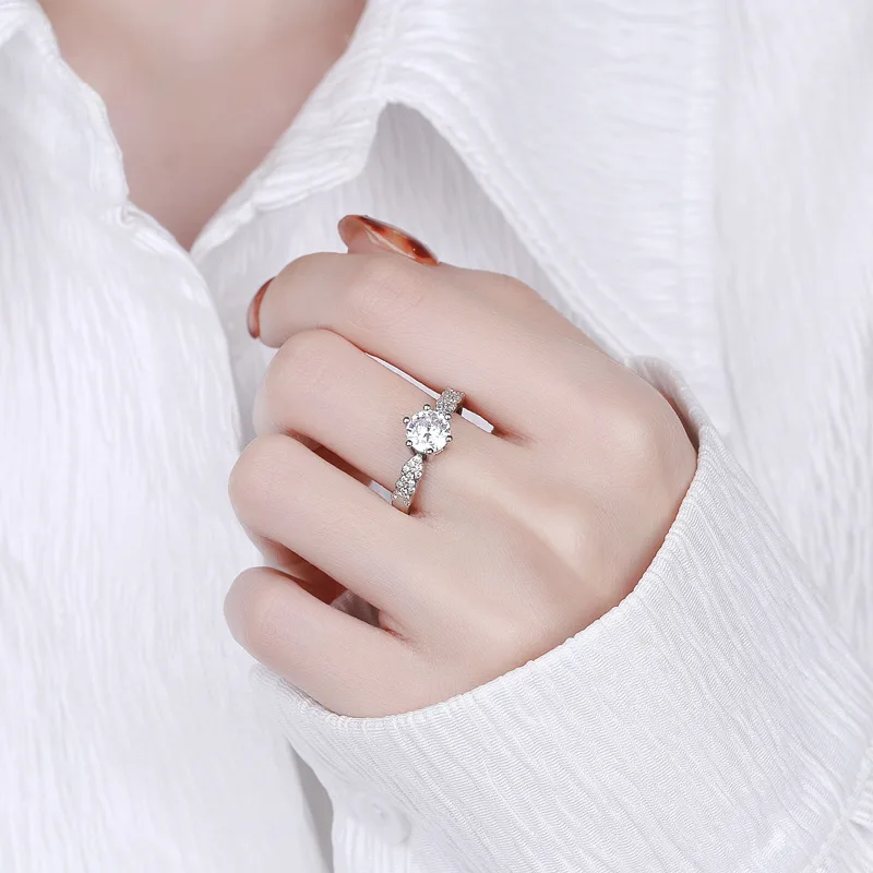 New Moissanite 925 Sterling Silver Ring for Women Wedding Jewelry Engagement Charm Party Fashion Gift Top Quality Ring view 2