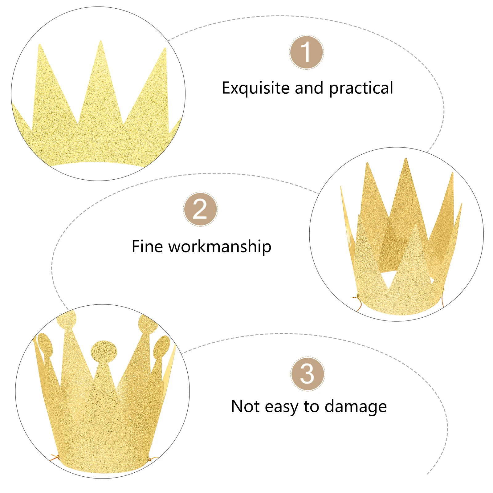 

6 PCS Birthday Hat Party Hats for Kids Crown Decorations Happy Glitter Paper Crowns