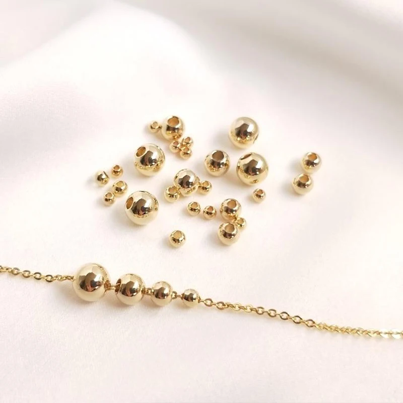 

20PCS 14K Gold Color Plated Brass Spacer Beads Round Shape Beads For DIY Jewellery Accessories Supplier Crafts