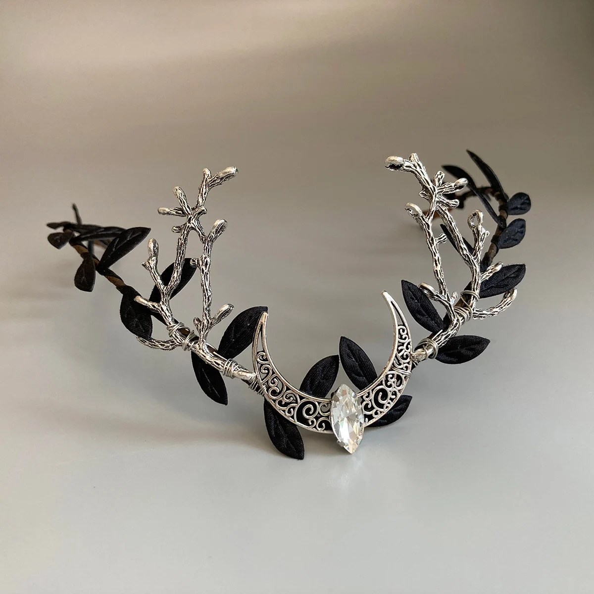 Mond Wald Tiara Zweige Hirsch Elfen Kopf bedeckung Festival Boho Tiara Hochzeit Braut Fee Kostüm Kreis Renaissance – Detail 2
