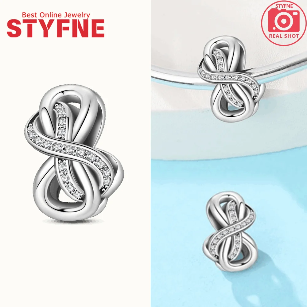 Silver-Plated Infinity Knot Heart Charm Bead for Bracelets
