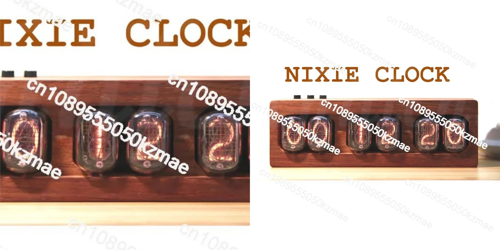 IN12 Glow Tube Clock | Retro Rosewood Shell, Red, Creative Desktop Decoration & DIY Bookshelf Ornament