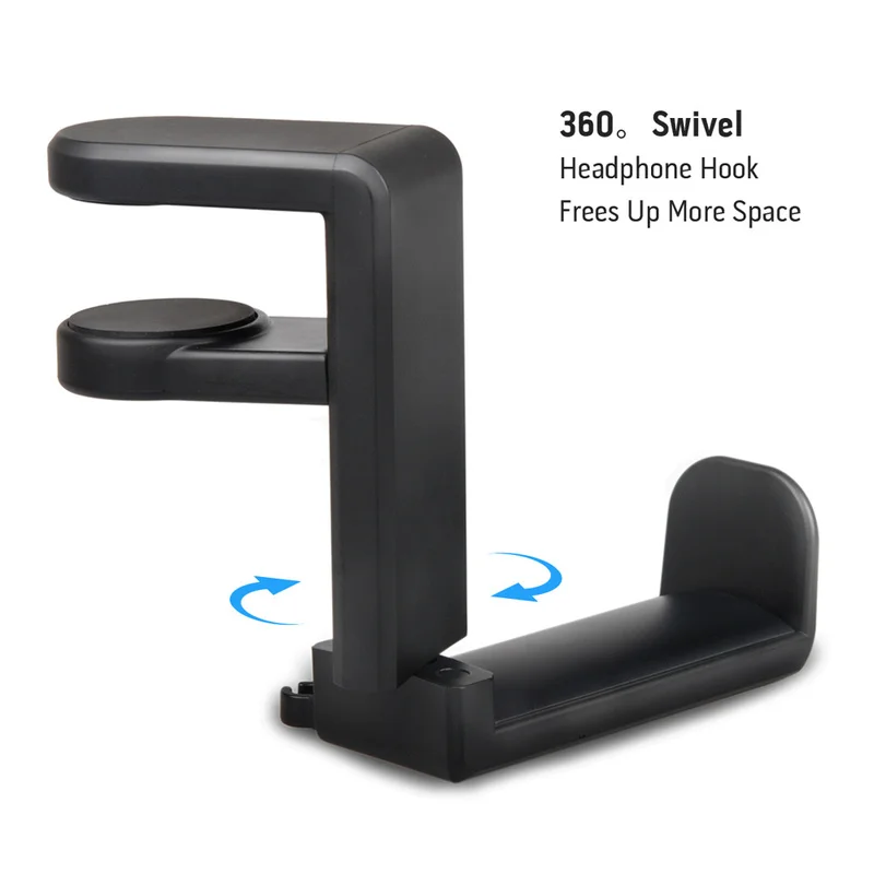 PCGaming Headset Stand with Rotatable Adjustable Arm Clamp, Desktop Hook Holder, Universal Bag Stand