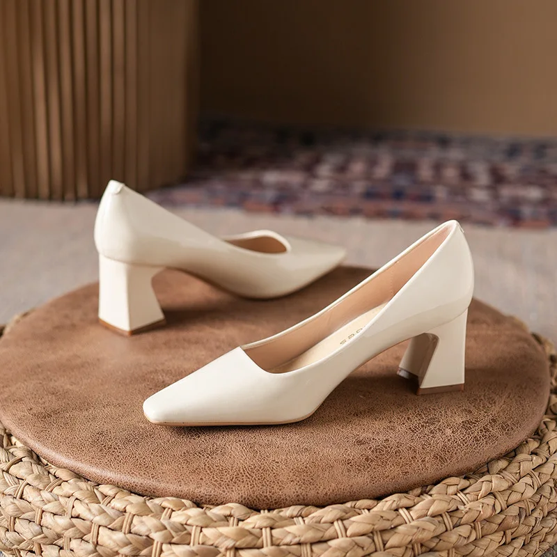 المرأة ساحة تو كتلة كعب مضخات براءات الاختراع والجلود الرجعية المتسكعون مريحة مكتب اليومية حذاء كاجوال حجم 31-40 Q-129