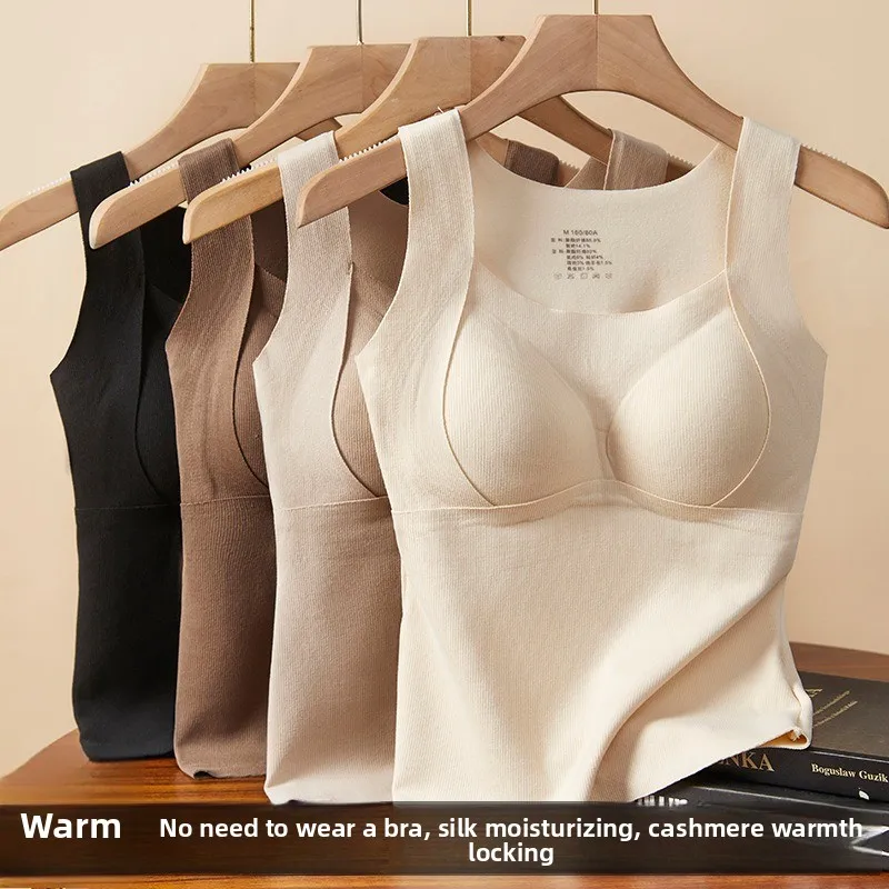

Новая женская осенне-зимняя бесшовная теплая жилетка из немецкого вельвета, утепленная флисом, с интегрированным утеплителем, базовое теплое нижнее белье