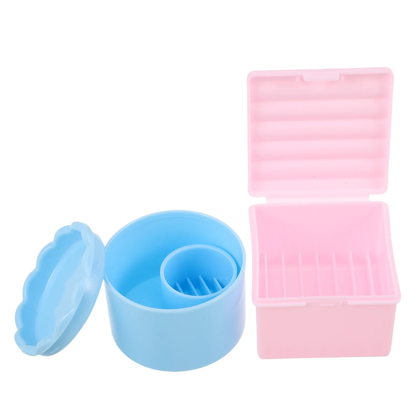 

2Pcs Nail Brush Cleaner Layered Nail Art Cleaning Cup Lid Manicure Brush Holder Tool Organizer Manicure Cleaning Box