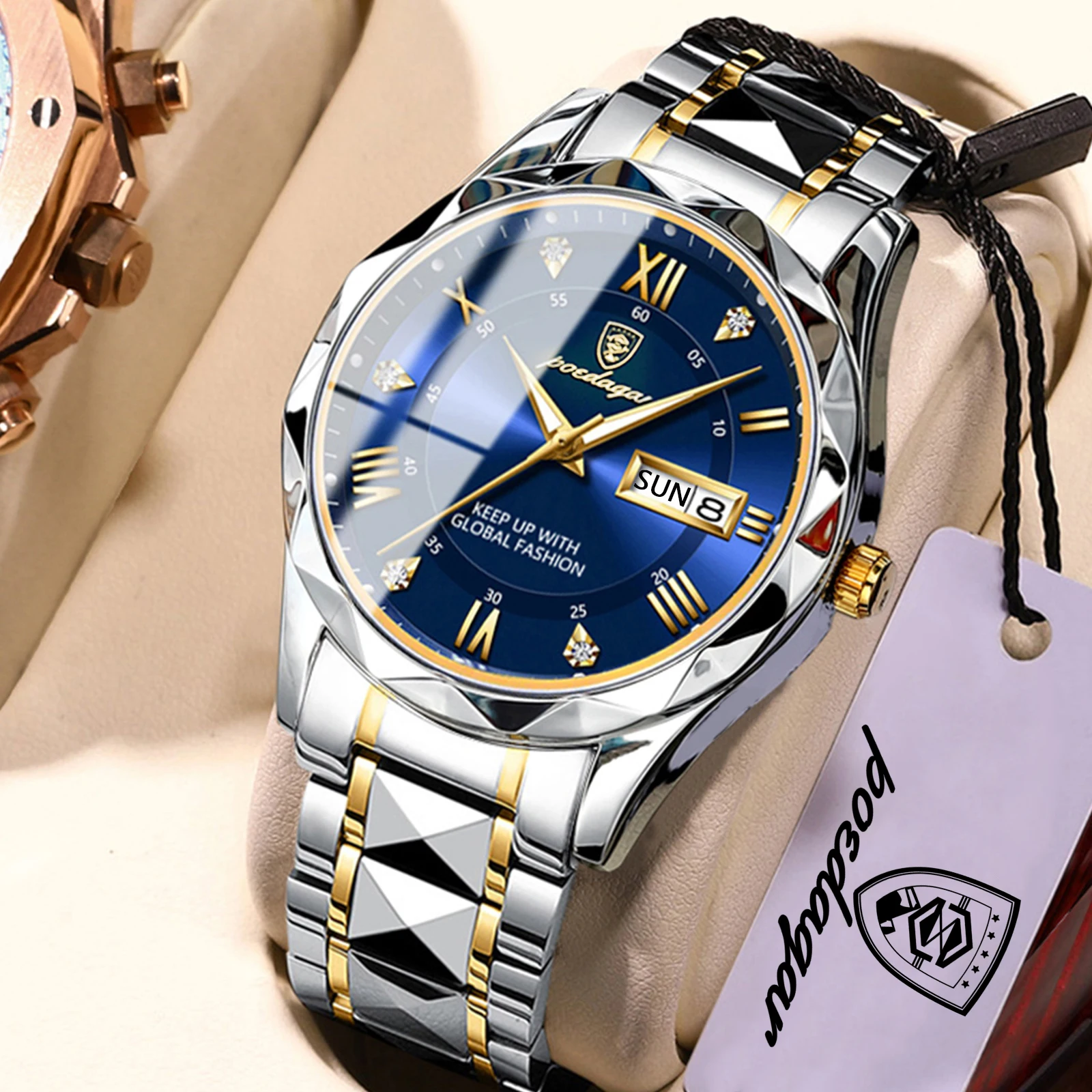 

POEDAGAR Fashion Military Men's Watches Waterproof Luminous Calendar Week Watch For Man Stainless Steel Sports Quartz Men Watch