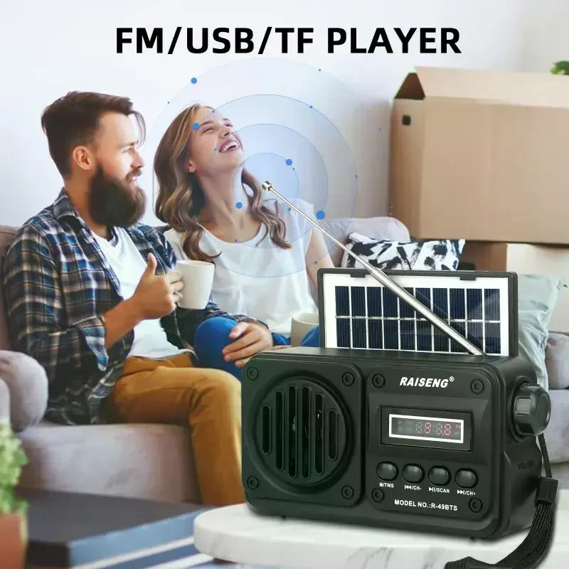 Głośnik Bluetooth 49BTS Bezprzewodowy Odtwarzacz MP3 Radio FM Ładowanie Solarny Radio Awaryjne Pełny Pasma Wysoka Czułość