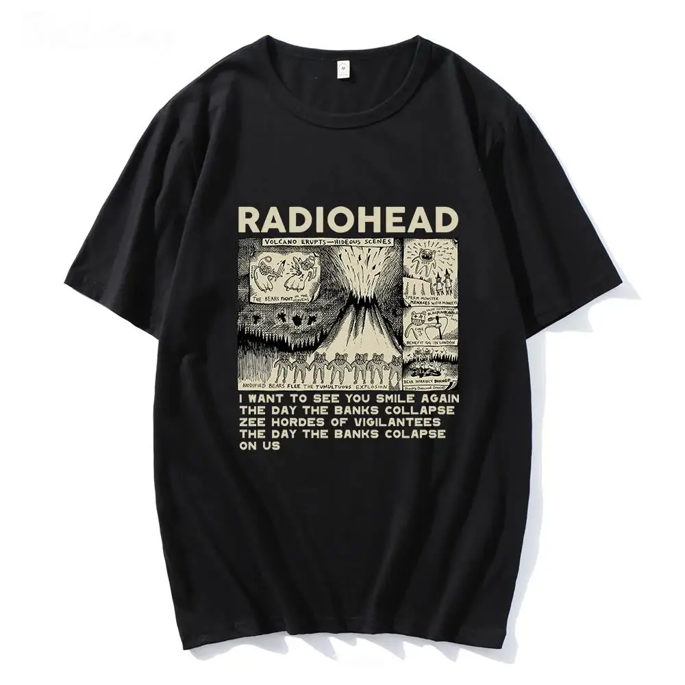 Radiohead Graphic Print T Shirt Hip Hop Rock Band T Shirt Fashion Casual Crew Neck Short Sleeve Plus Size T Shirt Women