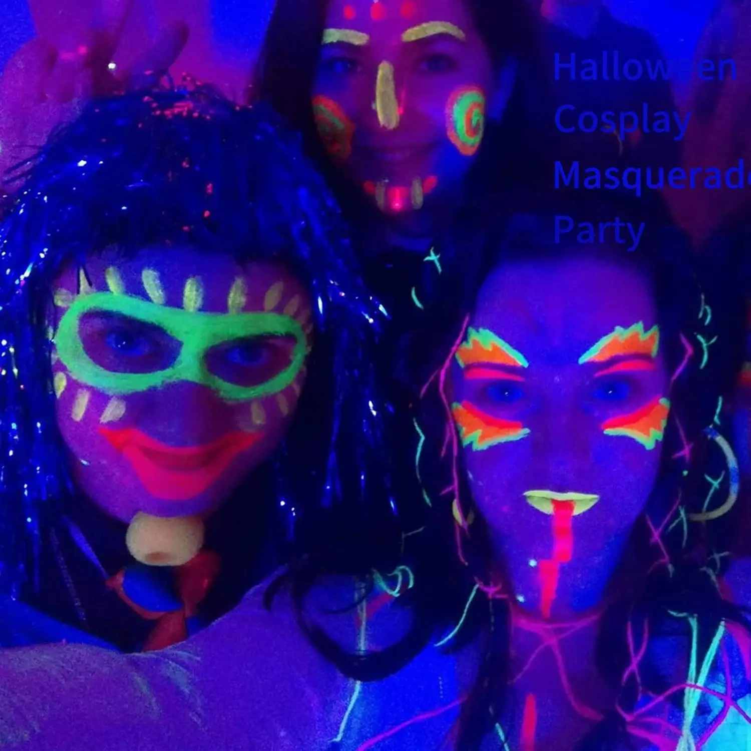 Glow in the Dark Face Body Paint, wasbare neon gezichtslichaamsverf, UV-licht gezichtsmake-up, fluorescerend, voor feesten, Kerstmis, Halloween