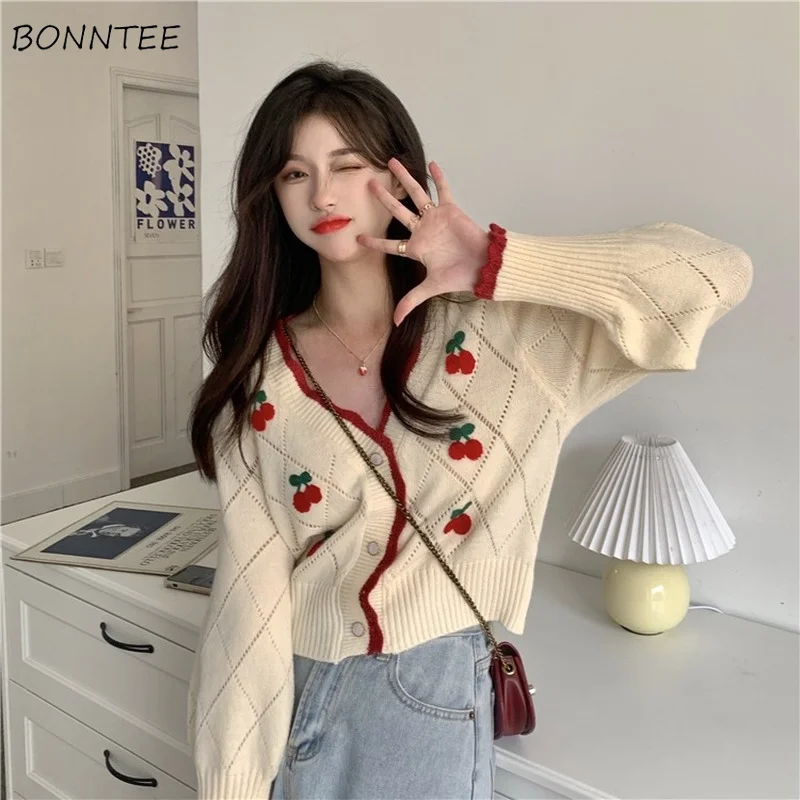 Cardigan Women Kawaii Young Ulzzang Sweet Spring Hot Sale Slim V-neck Design Gentle Simple Students Кардиган Женский Daily Cozy