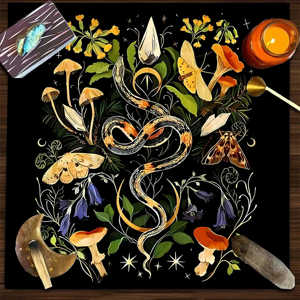 VIKAMA gold moon phase star compass tarot altar cloth mystical divination tablecloth witchcraft spiritual for home decoration