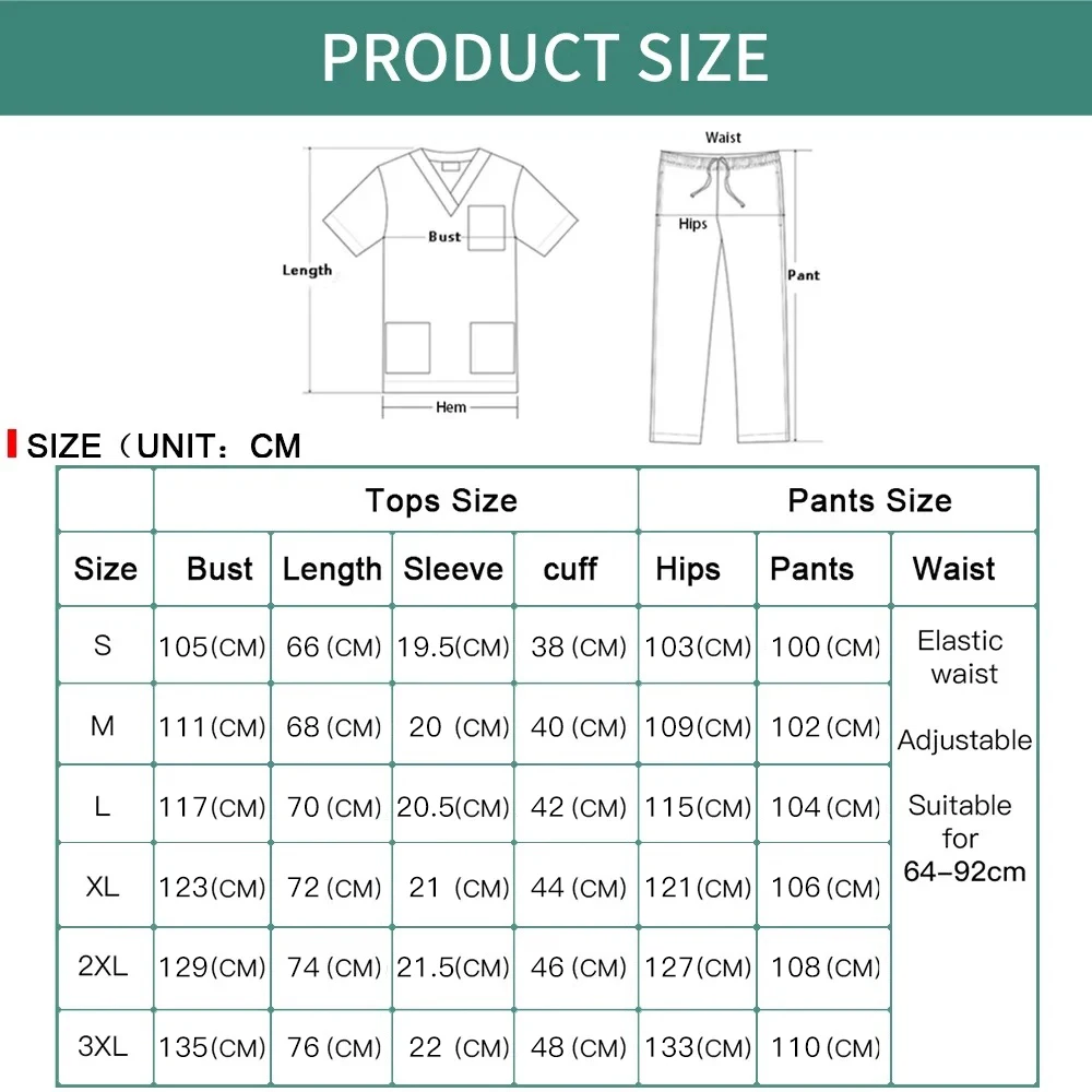 Nuovo set di scrubs uniformi da medico top scrub elasticizzato con pantaloni dritti tascabili uniformi da infermiera salone di bellezza abbigliamento da lavoro da laboratorio