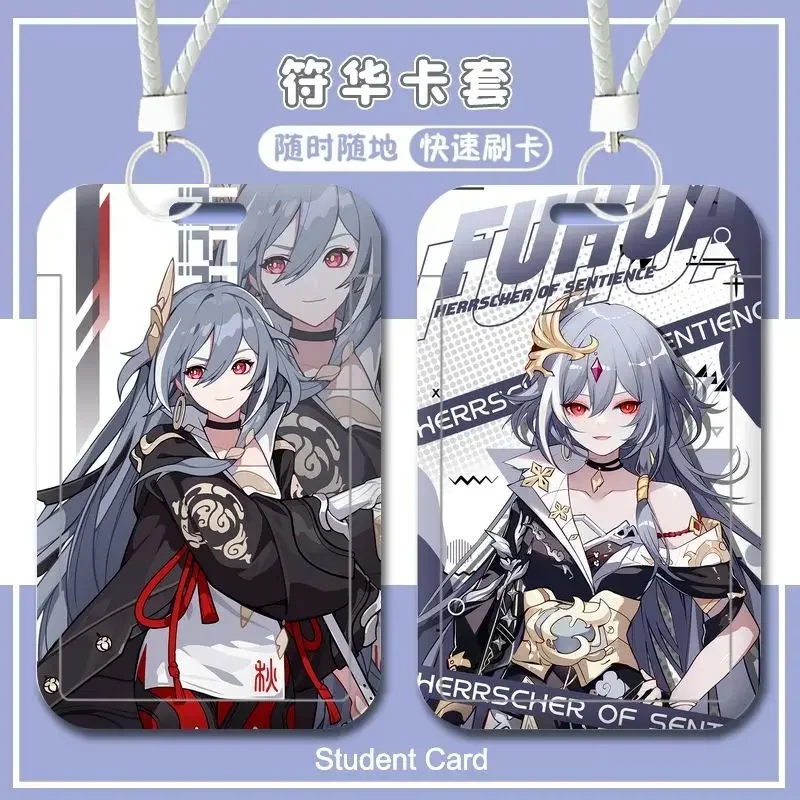 Honkai Impact 3rd Valkyrie Fuhua Retractable Credit Card Holders Bank ID Holders Bus Cards Cover Cases Hard Card Holder Keychain