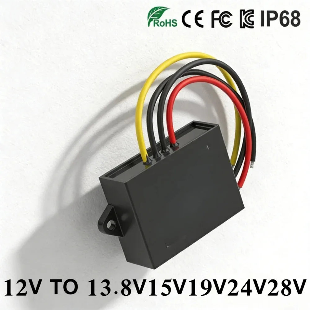 Boost Converter 12V to 13.8V 15V 19V 24V 28V Reliable 1A -5A Automotive Voltage Regulator Boost Power Supply Module Waterproof