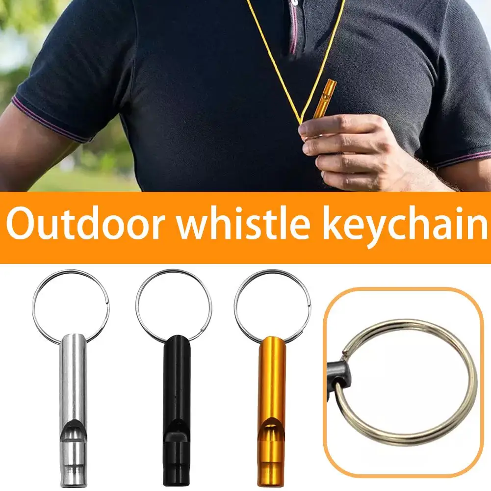 Mini Metal Whistle Pendant Keychain, Alta Decibel, Chamada ao ar livre, Portátil, Sobrevivência, Emergência, Camping Ferramenta, Treinamento de Árbitro