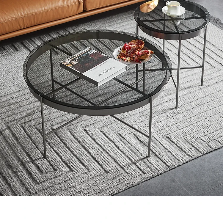

Nordic Creative Light Luxury Italian Stainless Steel Glass Tea Table Combination Designer Small Unit Living