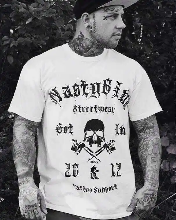 

Футболка унисекс из чистого хлопка с коротким рукавом в стиле хип-хоп тату, американский ретро-декадентский стиль Западного побережья